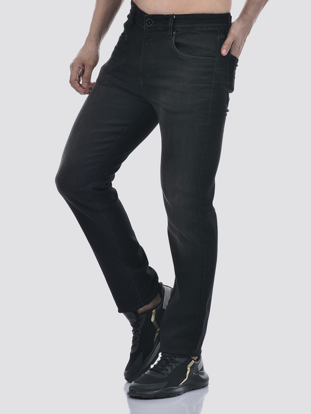 Numero Uno Men Washed Black Slim Fit Sustainable Jeans